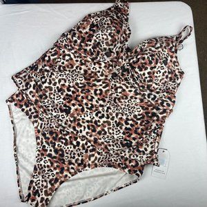 Time and Tru NWT 2-Piece Tankini Swimsuit Set Plus Size 3X (24W-26W) Brown Tan